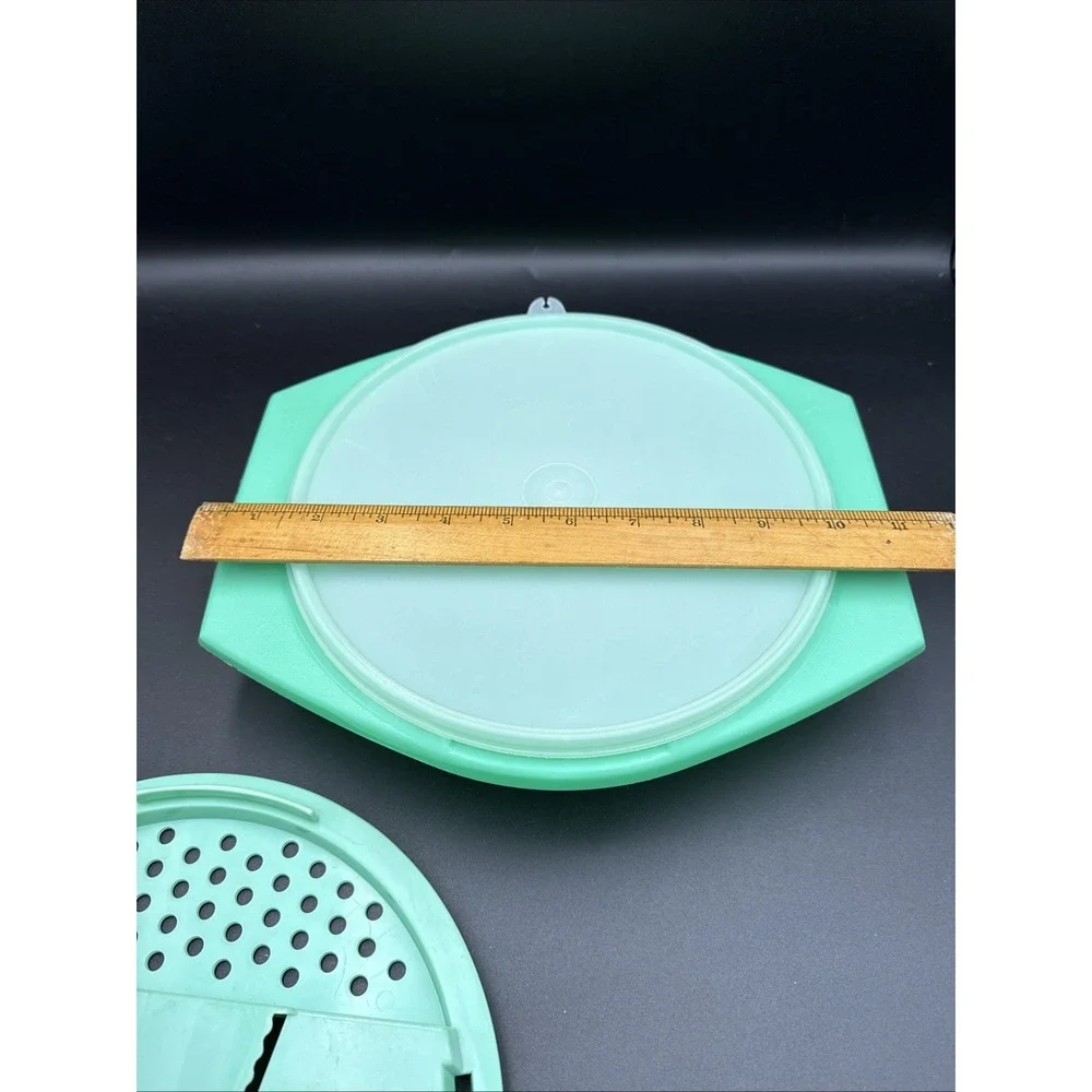 Tupperware Vtg Jadeite Green Salad Serving Bowl Lettuce Cheese Grater + Lid 786